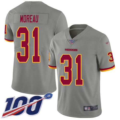 Washington Redskins Limited Gray Men Fabian Moreau Jersey NFL Football 31 100th Season Inverted